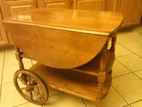 Maple Butlers Cart with wheels and folding sides, stained maple? 1960&#039;s?