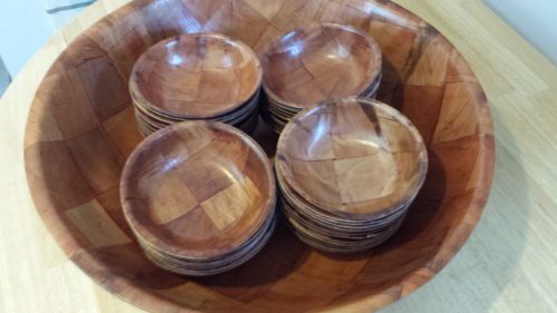 LARGE Woven Wood Salad Bowl 20&#034; diameter &amp; 44 Salad Bowls 6&#034;