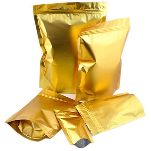 Stand up zip lock gold foil pouches mobile accessory bag 12x18cm 25pcs #c12a for sale