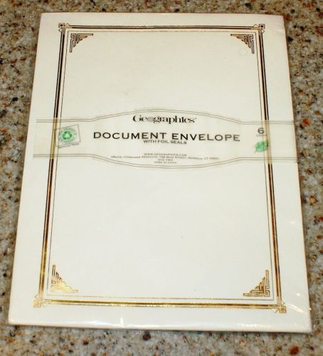 SIX  9&#034; X 11 1/2&#034; BRAND NEW DOCUMENT ENVELOPES WITH FOIL SEAL GEOGRAPHICS BEAUT