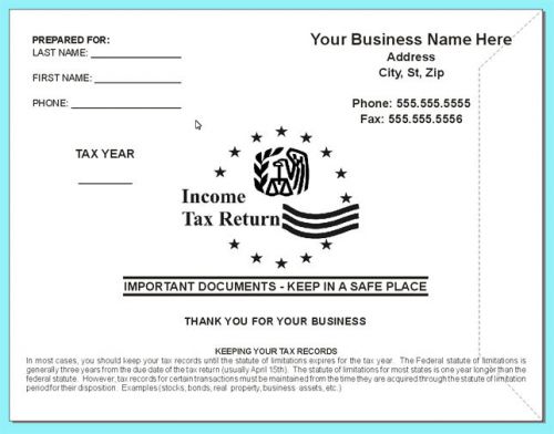 500 Custom Printed 10 x 13 Tax Preparation Envelopes