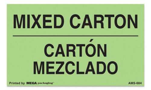3&#034;x 5&#034; LABEL - MIXED CARTON / CARTON MEZCLADO - BILINGUAL - 500/rl