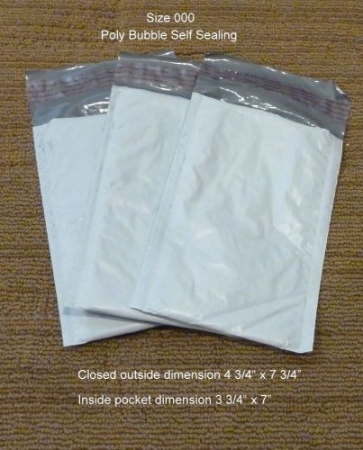 Size 000 poly bubble self sealing mailers, 250+ count
