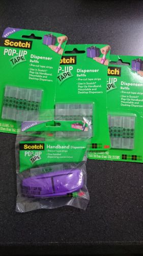 Scotch 3M Pop-Up Tape HandBand Dispenser &amp; 3 Lots of Dispenser Refills 3 packs