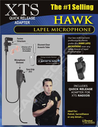 Quick release earpiece hawk lapel mic for motorola xts3000 astro xts3500 xts5000 for sale