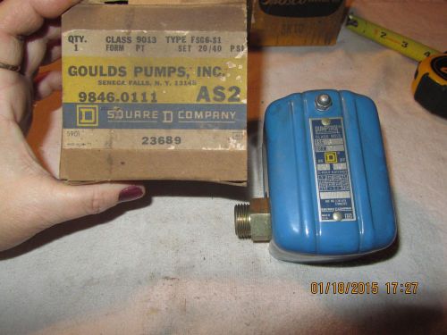 NOS Goulds Pumps 20/40 Pumptrol Water Pump Pressure Switch Square D Type FSG6-S1