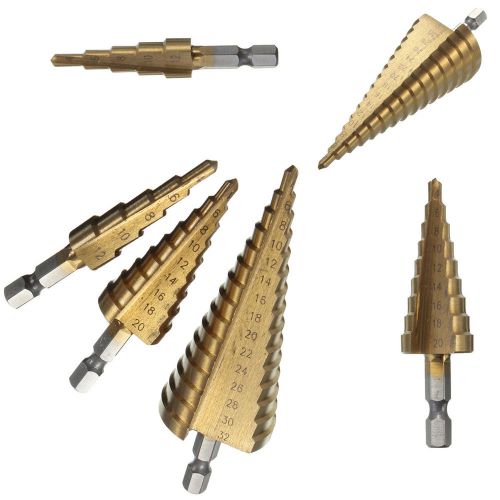 3 Sizes HSS Steel Step Cone Titanium Drill Bits Tool Hole Cutter 4 to 12 20 32mm