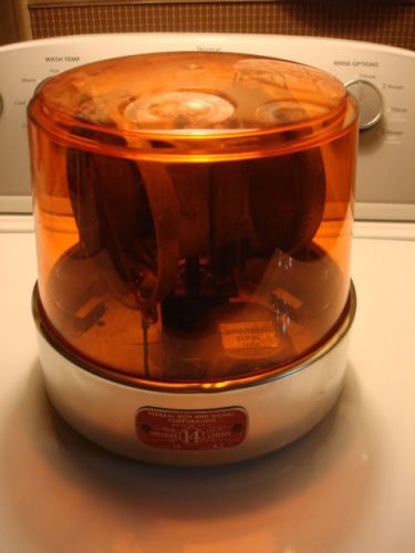 Vintage federal signal 12 volt model 14 rotating beacon amber strobe light for sale