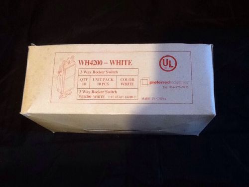 Preferred Industries WH4200  White 3 Way Rocker Switch 15A Box of 10