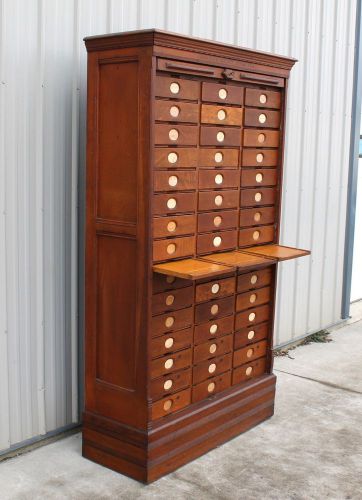 1890s rare old finish ambergs 45 drawer oak roll front file collection cabinet for sale