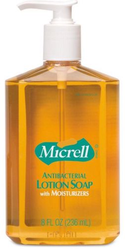 GOJO 9752-12 MICRELL Antibacterial Lotion Soap, Unscented Liquid, 8oz Pump 12/Bx