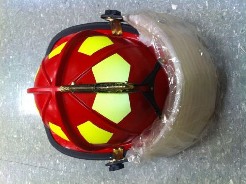 Bullard red ust traditional fiberglass fire helmet with faceshield for sale