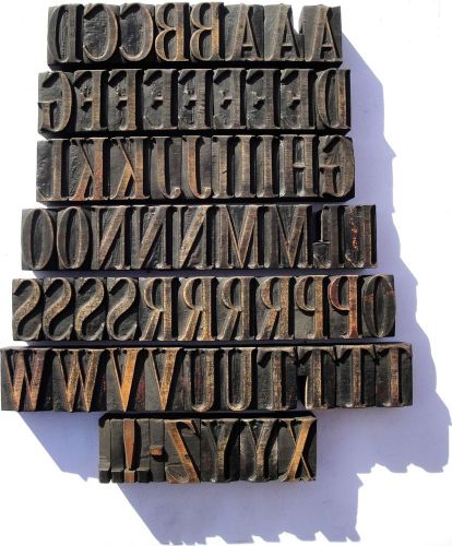 Letterpress wood type 1 5/16&#034; stunning alphabet 66ps **rare hand cut typeface** for sale