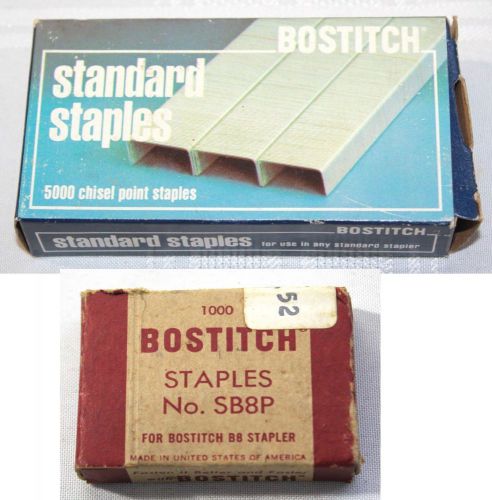 Vintage Lot of 2 Bostitch Staple Box 1-250BM &amp; SB8P