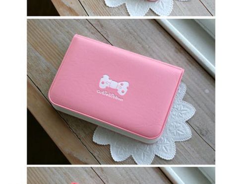 2014 PU Leather Case Business Card Holder Wallet Bag Credit Card Holder  Pink