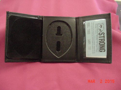 Strong Leather Double I D Badge Wallet with CC slots Shield cut out