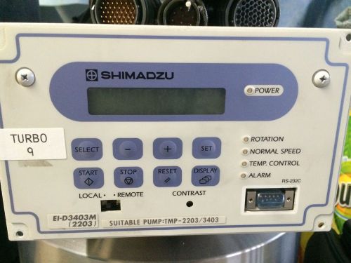 Shimadzu Turbo Molecular Pump TMP-3403LMC with El-D3403M Controller and Cables