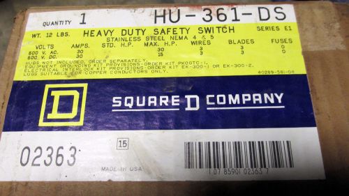 Square d 30 amp safety switch hu361ds 3r 4x 12 stainless steel nib for sale