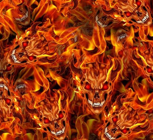 HYDROGRAPHIC WATER TRANSFER PRINT HYDRO DIPPING FILM Red Flames Demon Skull fire