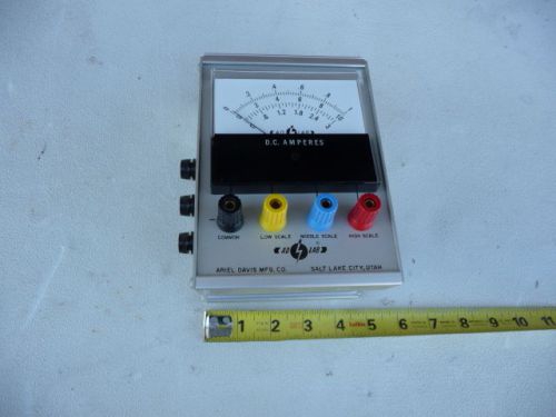 Vintage Ariel Davis Ad Lab DC amperes testing meter analog laboratory 3 scale