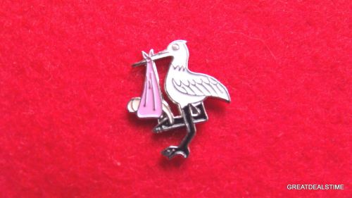 FIRE DEPT RESCUE SERVICE PARAMEDIC EMT PINK BABY GIRL DELIVERY STORK PIN, gift