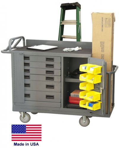Work station mobile - portable steel workbench &amp; cabinet - 6 drawers - 1 shelf for sale