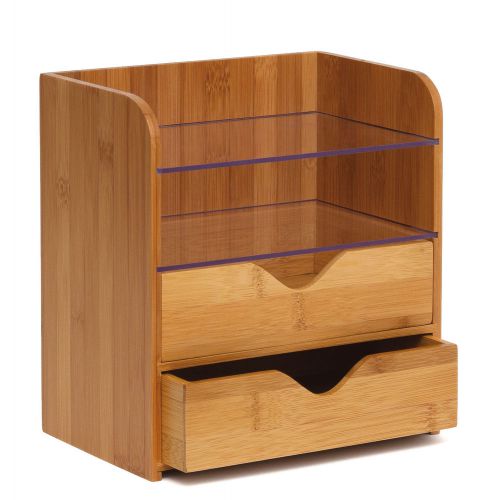 Lipper International Bamboo 4 Tier Desk Organizer with Acrylic Shelves