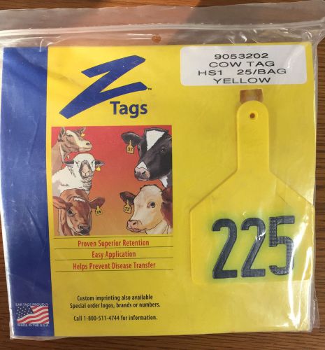 Yellow ZTags Numbered 201--225