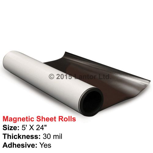 5&#039;  x 24&#034;  Flexible Magnetic Sheet Rolls 30 Mil. with Adhesive #MA05X24#
