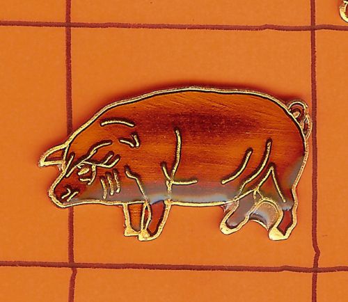 Hog / Pig   -   Shaped  / Red  -   Hat Pin
