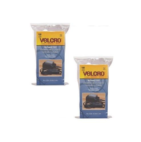 Velcro reusable self-gripping cable ties, 0.5 inches x 8 inches long, black, ... for sale