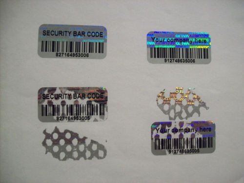 1000 barcode custom print security hologram tamper evident label stickers seals for sale