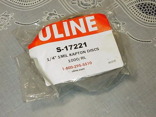 Uline S-17221 1/4&#034; 1 MIL Kapton Discs 1000 Per Roll NEW IN PACKAGE!