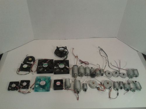 Lot of 31 Small Electric Motors &amp; Fans from Printers etc. Stepper Lot# 6