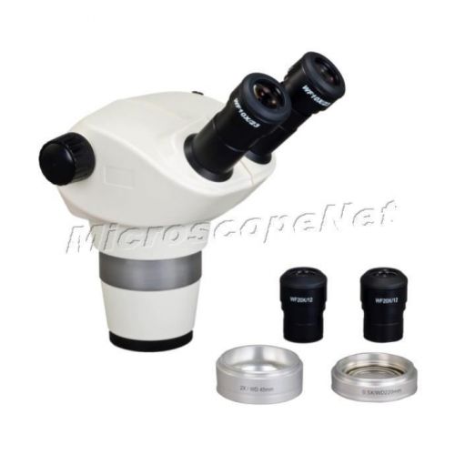 Binocular zoom 3x-200x stereo microscope body with 0.5x and 2x barlow lenses for sale