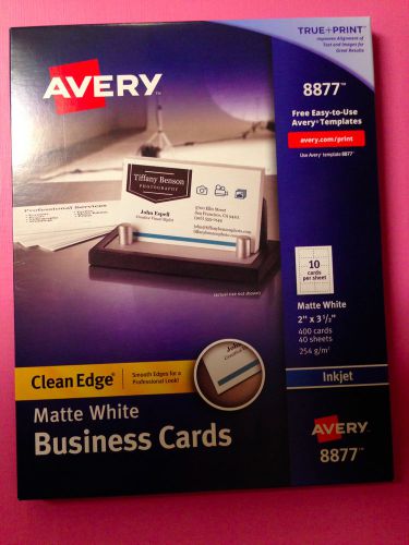 Avery 8877 White Matte Clean Edge Business Cards 2&#034; x 3.5&#034; 400 Count Free Ship
