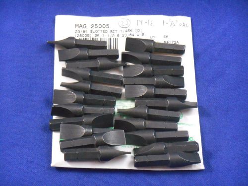 LOT of 22 Bosch Magna 23/64&#034; 14-16 Slotted Insert Bit 1.5&#034; OAL, 1/4&#034; Hex, 25005
