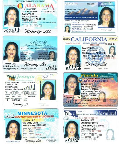 Segway Driver License - fully customized, any USA state