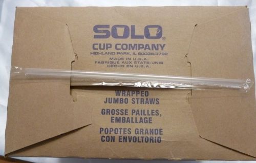 CLEAR SOLO WRAPPED JUMBO STRAWS 7 3/4&#034; LONG 500 PIECES BOX