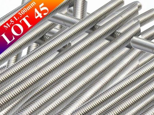 Set Of 45 Pcs - M5x 300MM Fully Threaded Bar/Threaded Rod A2 Stainless Steel