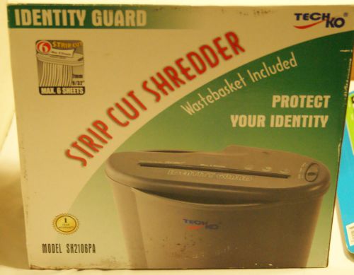 Techko Identity Guard Strip cut Paper Shredder sh2106pa Wastebasket Included
