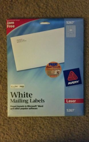 Avery 5267 Laser Labels, Mailing, 1/2&#034;x1-3/4&#034;, 2000/BX,White
