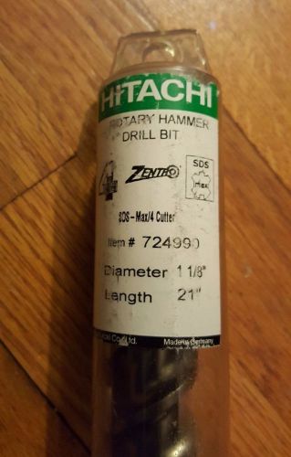 Hitachi zentro sds max/4+/4 cutter 1 1/8&#034; x 21&#034; rotary hammer drill bit #724990 for sale