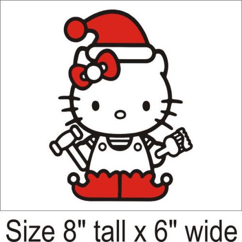 Hello Kitty with tools vinyl bedroom wall art decal sticker truck bumper - 1262
