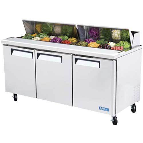 Turbo MST-72 Refrigerated Counter, Sandwich Salad Prep Table, 3 Doors, Includes