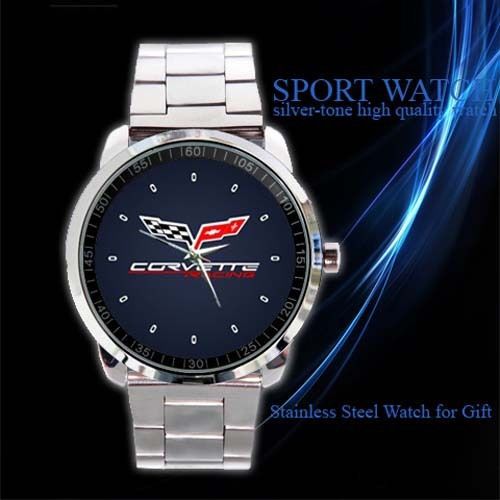 CHEVY CORVETTE Racing Logo Stainless Steel New Design On Sport Metal Watch