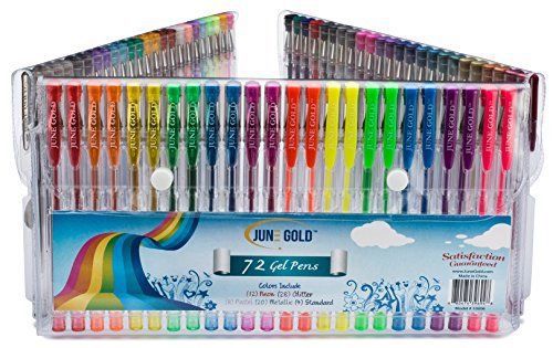 June Gold 72 Gel Pens, Adult &amp; Child Friendly, Colors Include 12 Neon, 28 8 20 4