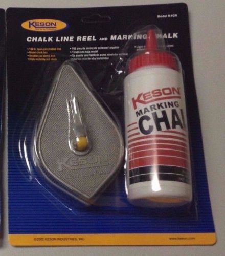 Keson Metal Case Chalk Line Reel &amp; Chalk combos with 4oz RED chalk, NEW