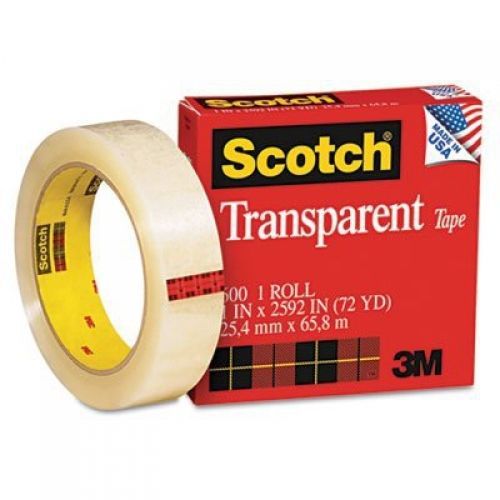 Scotch Transparent Tape, 1 x 2592 Inches, Boxed (600)
