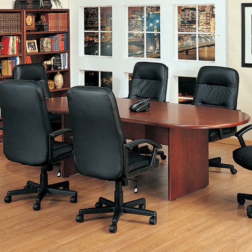 6ft - 12ft conference room table and chairs set racetrack with cherry o mahogany for sale